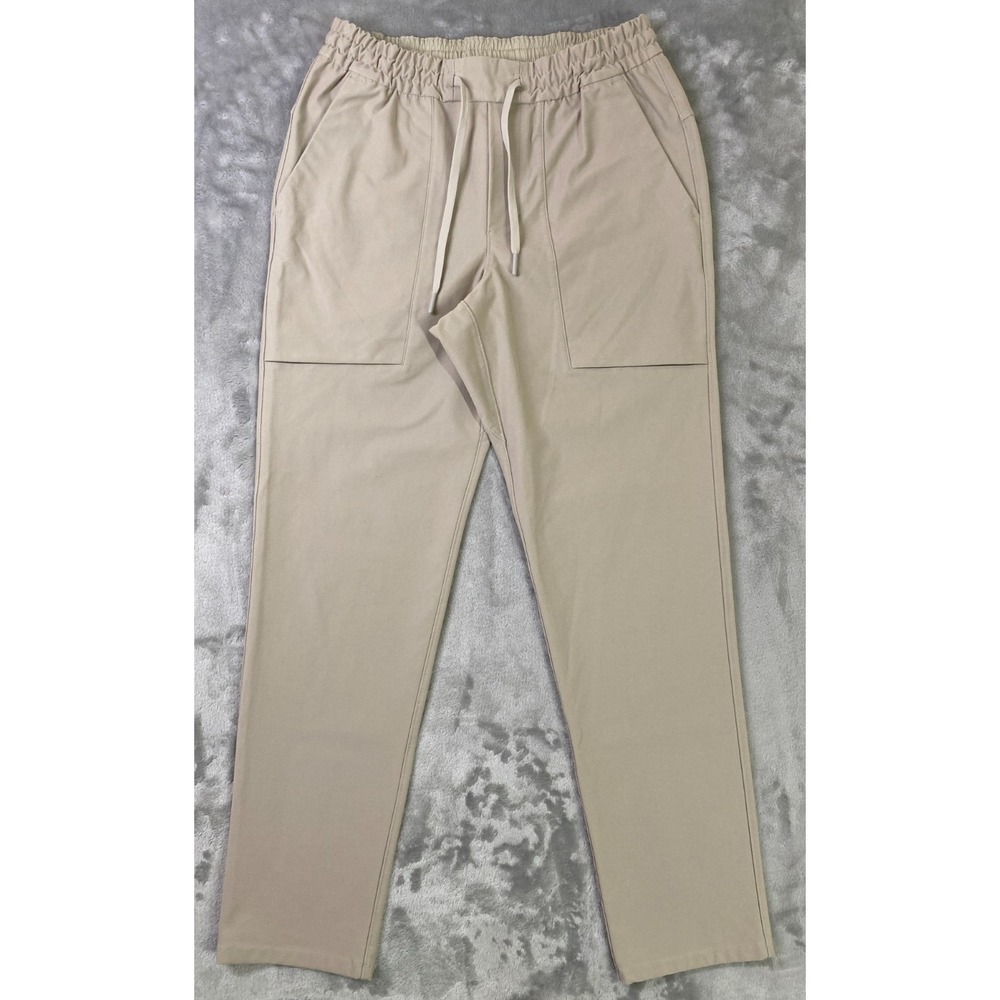 Lululemon Lab Tapered Jogger Pants Men Small Tan Elastic Waist Drawstring 31.5in